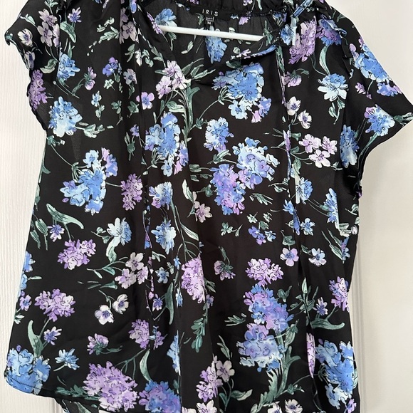 iris Tops - Iris Black and Blue Floral Blouse